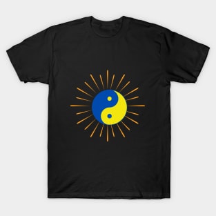 Blue and Yellow Universe in the Yin Yang T-Shirt